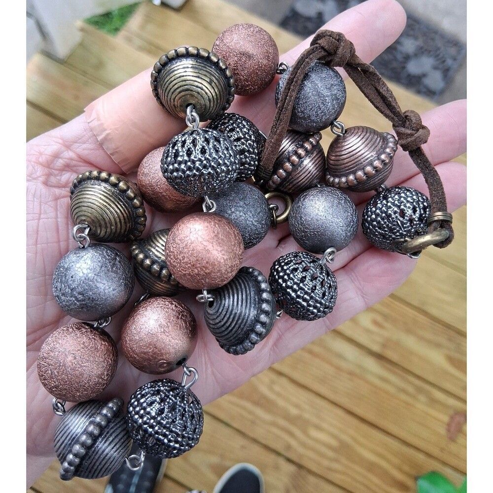 Big Chunky Beads Bold Statement Necklace 26"